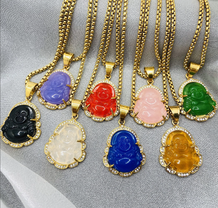 Single Cat Eye Crystal Buddha Necklace