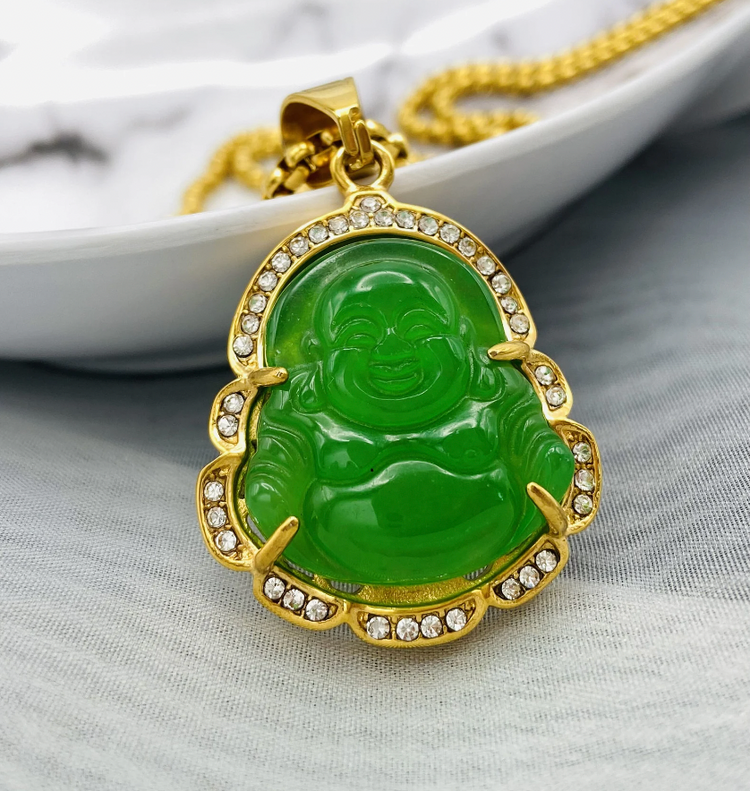 Single Cat Eye Crystal Buddha Necklace