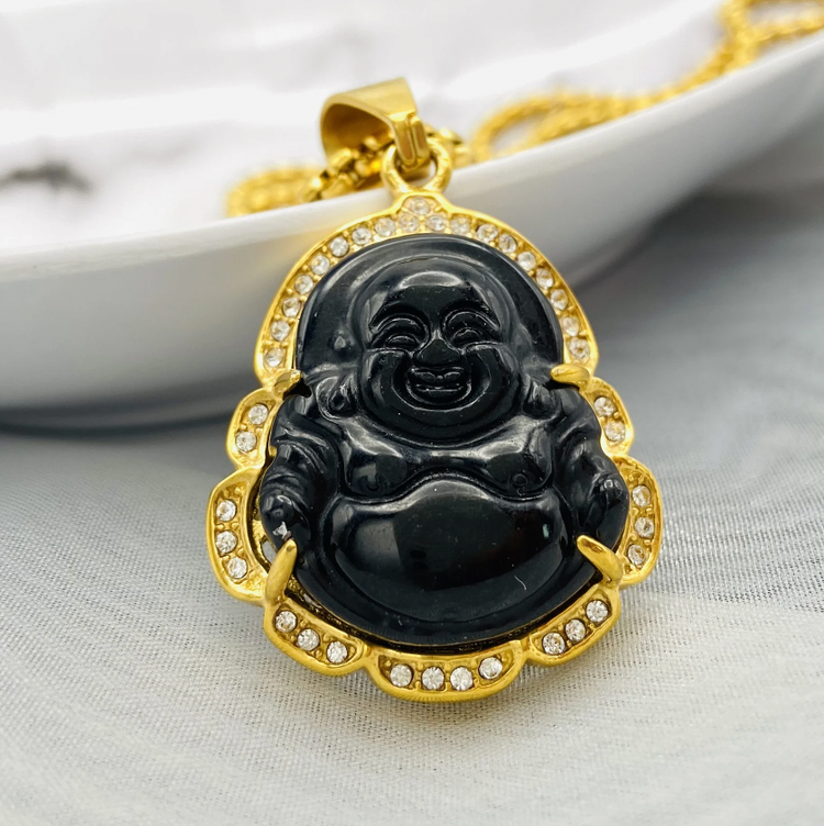 Single Cat Eye Crystal Buddha Necklace
