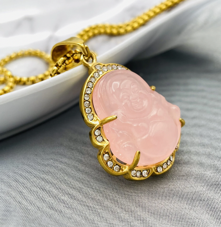 Single Cat Eye Crystal Buddha Necklace