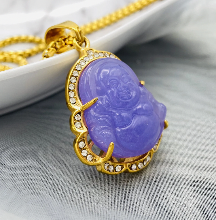 Single Cat Eye Crystal Buddha Necklace