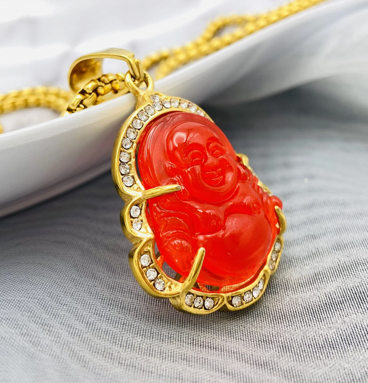 Single Cat Eye Crystal Buddha Necklace