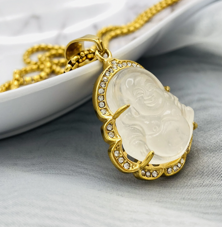 Single Cat Eye Crystal Buddha Necklace