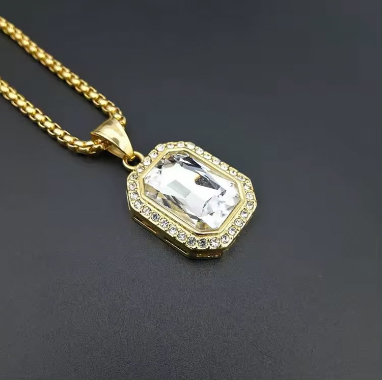 Square Zircon Pendant Necklace