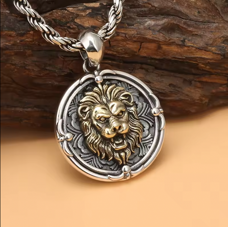 S925 Vintage Lion Necklace Pendant