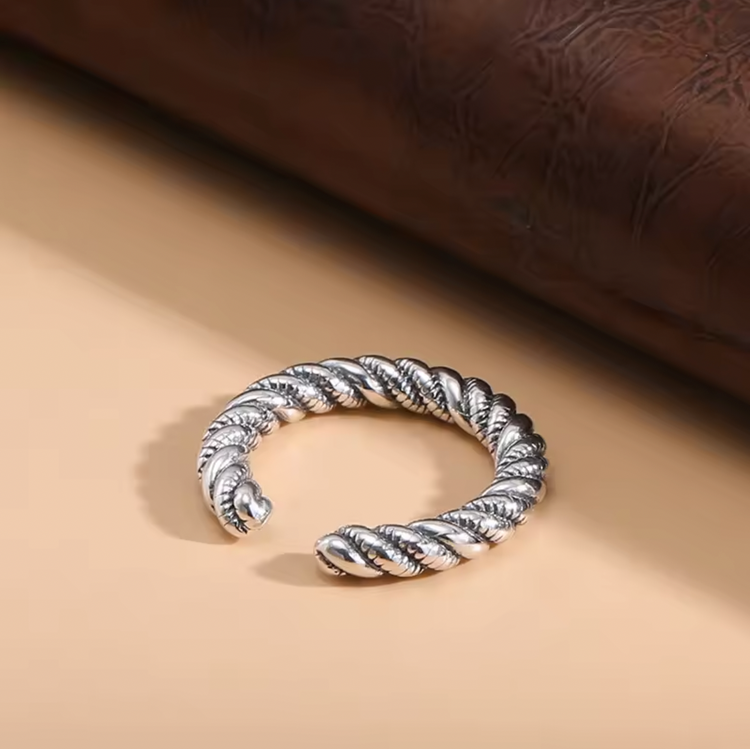 S925 Twist Rope Ring Adjustable