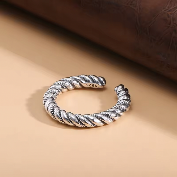 S925 Twist Rope Ring Adjustable