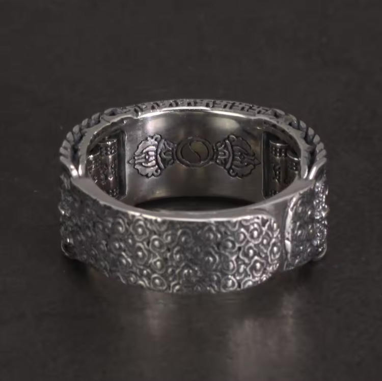 S925 Pixiu Prayer Wheel Ring Adjustable