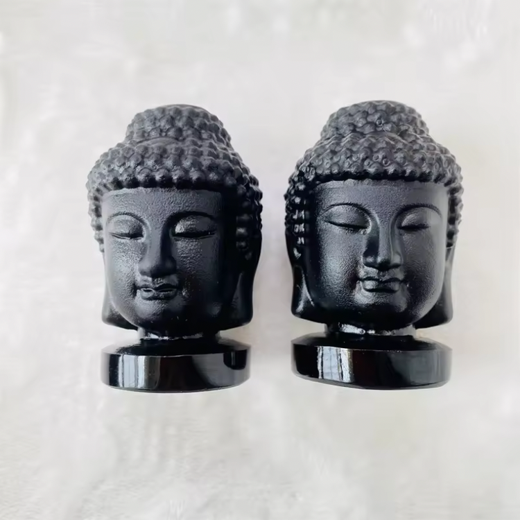 Black Obsidian Buddha Head