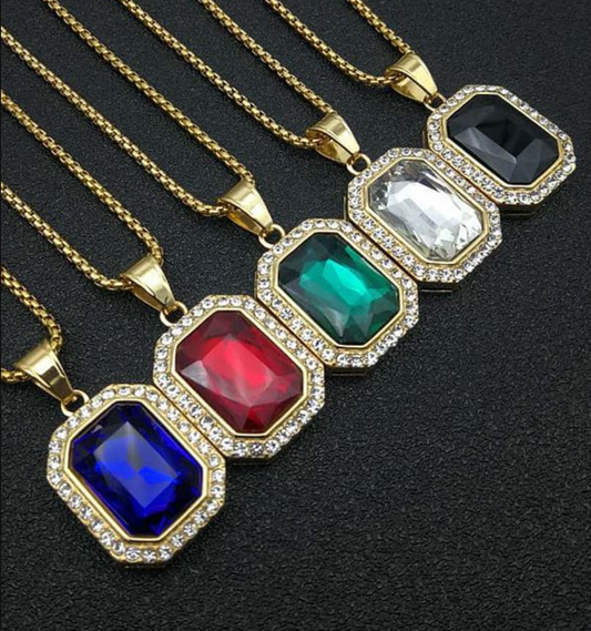 Square Zircon Pendant Necklace